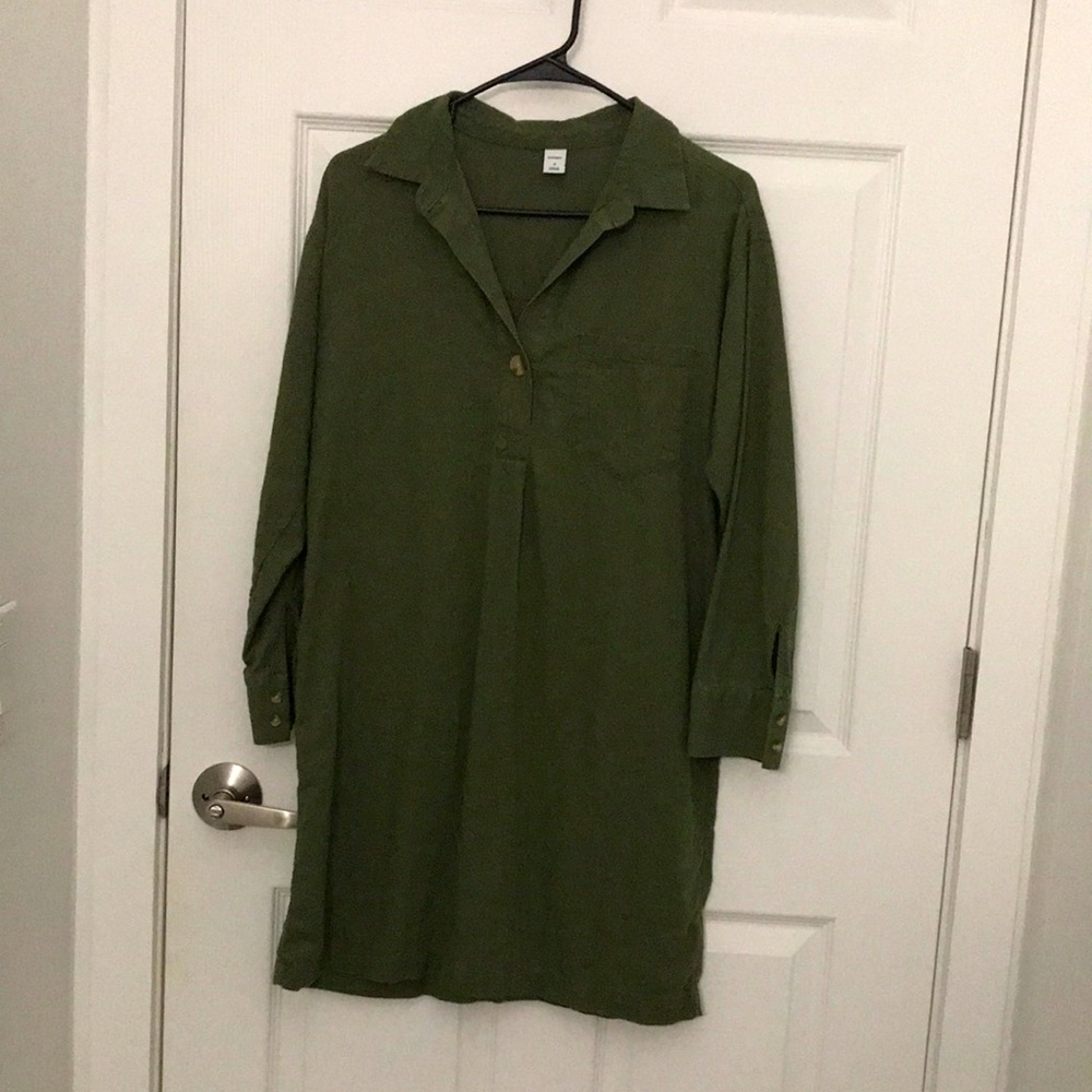 Old Navy Olive green long sleeve shirtdress.